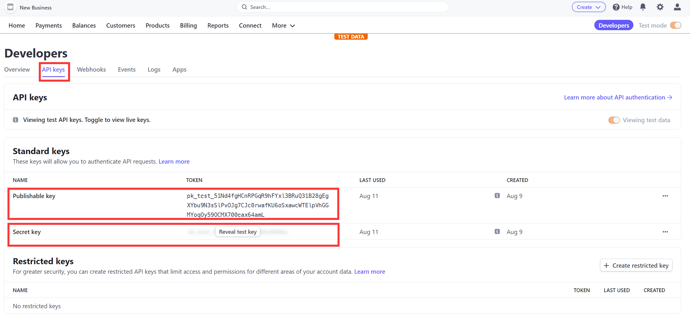 مفاتيح API لـ Stripe
