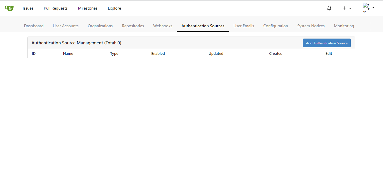 Seite der Authentifizierungsquelle