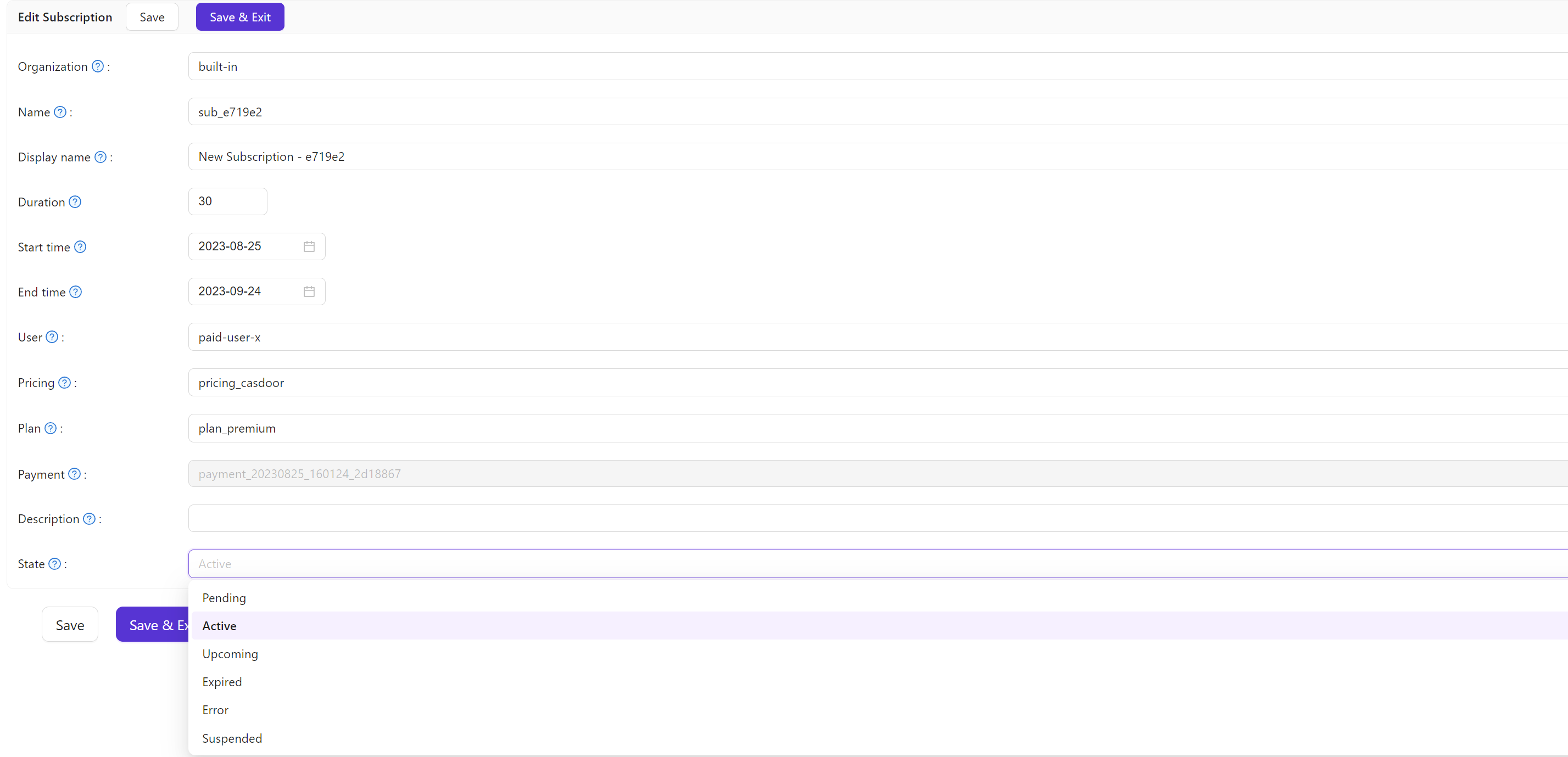 Abonnement bearbeiten