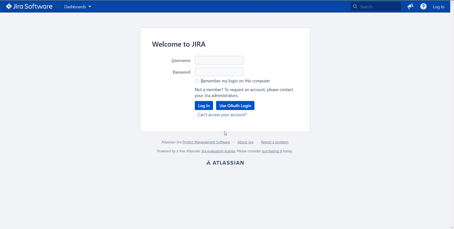 Inicio de sesión de Jira