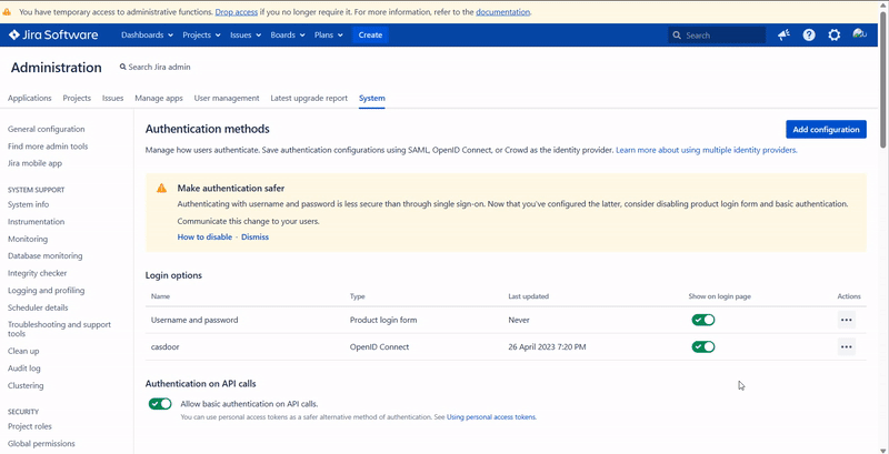 Inicio de sesión de Jira