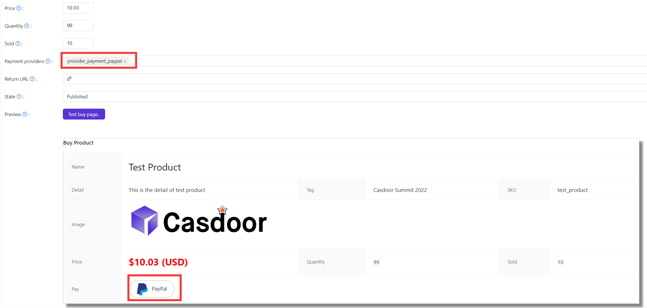 añadir proveedor de pagos de PayPal para producto