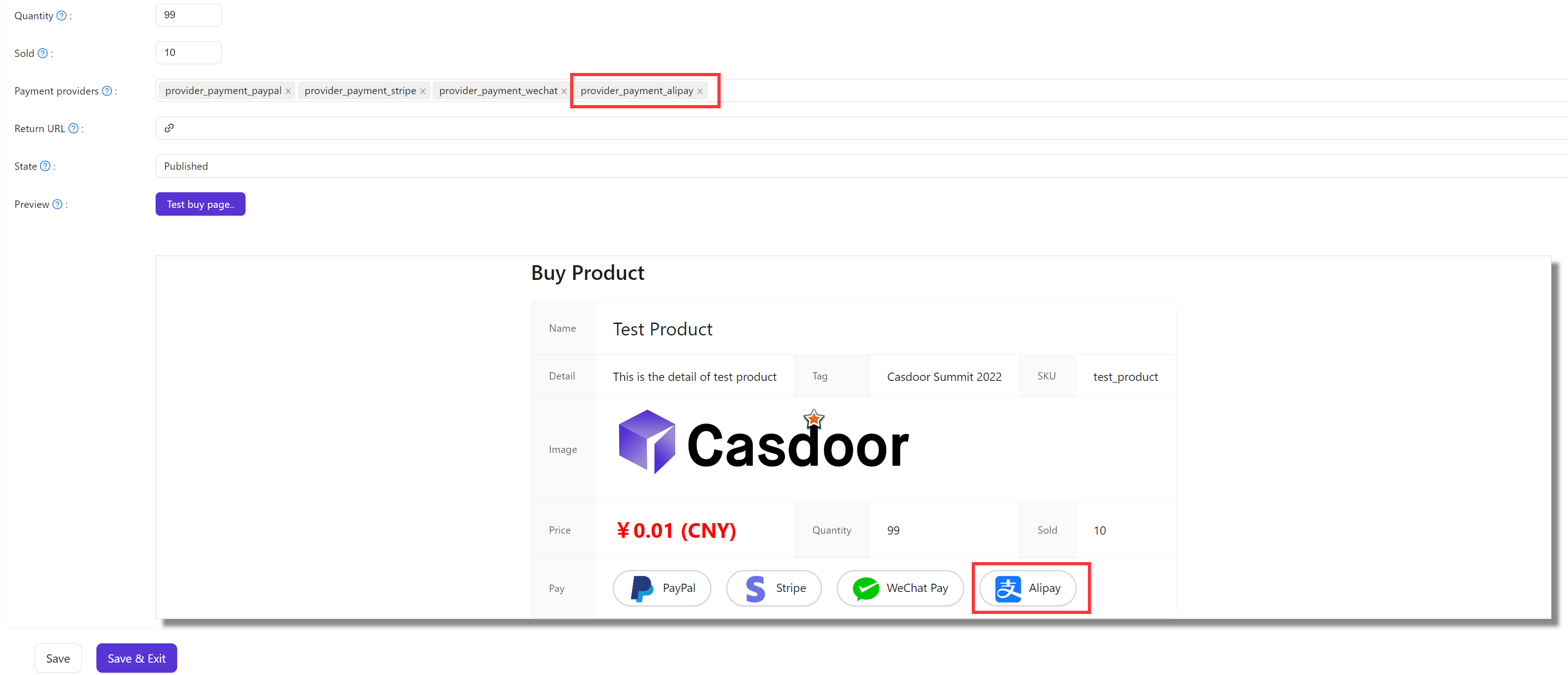ajoutez le fournisseur de paiement WeChat Pay pour le produit