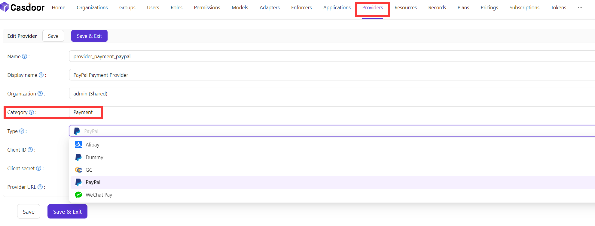 Adicionar provedor de pagamento