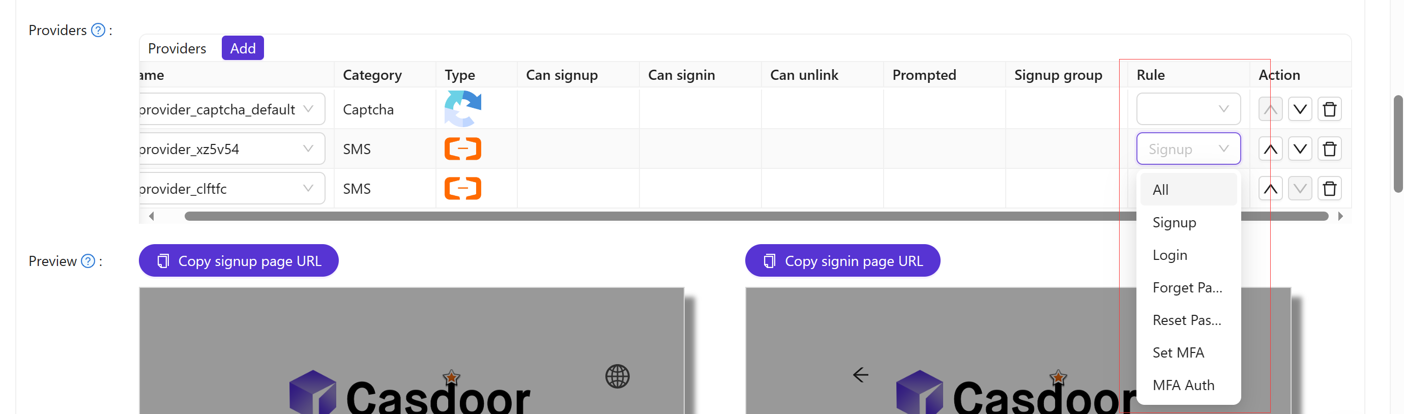 Выбор правил