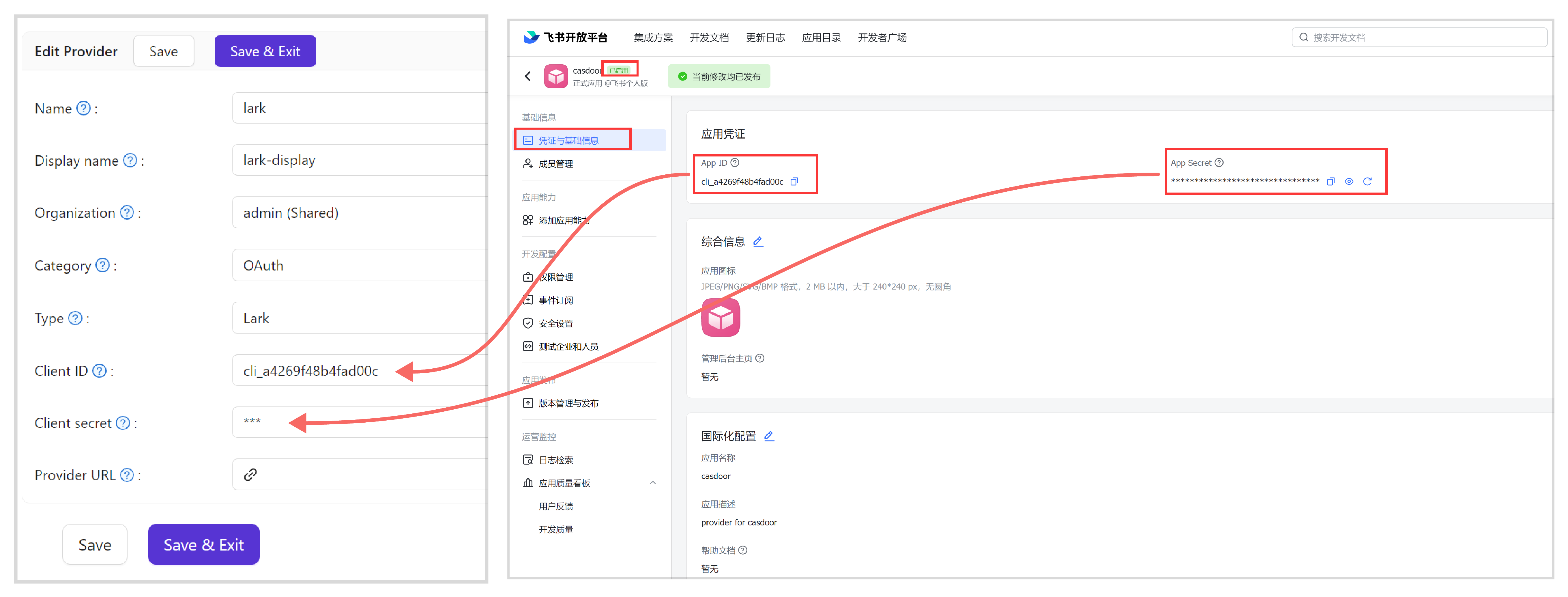 создать провайдера OAuth Lark