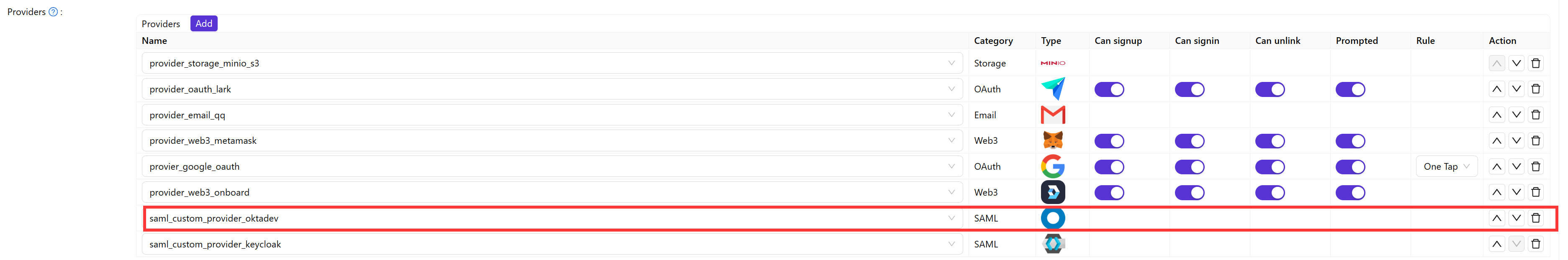 เพิ่ม saml custom provider ในแอปพลิเคชัน