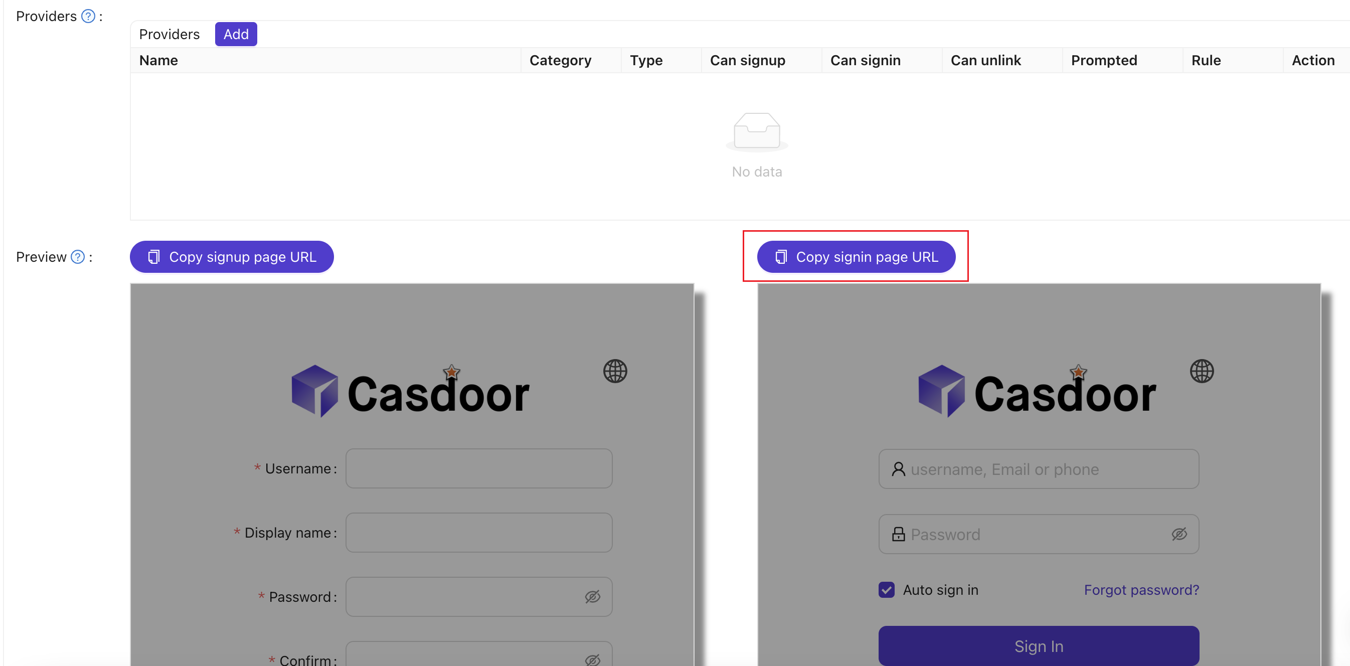 คัดลอก sign-in page URL