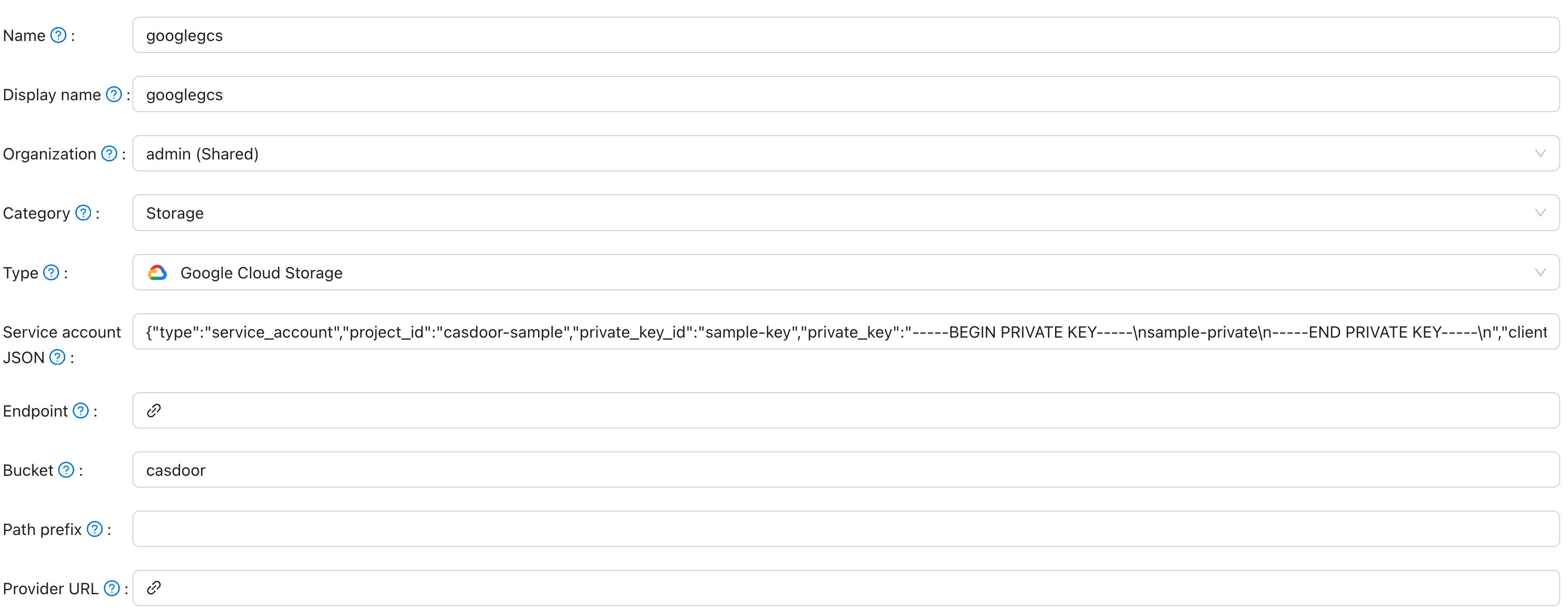 Провайдер Google Cloud Storage